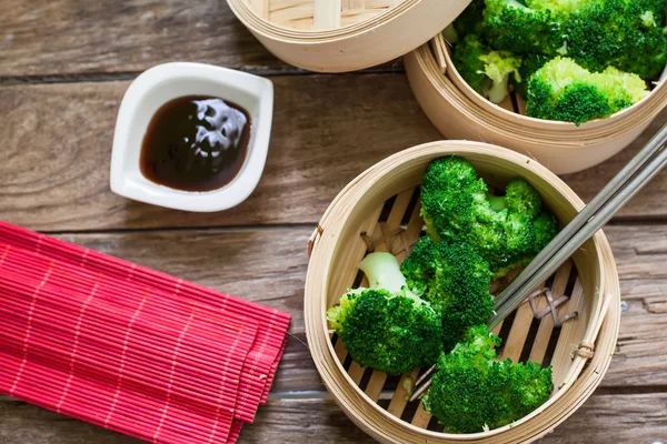 Vegan food on bamboo pan — Stock Photo, Image