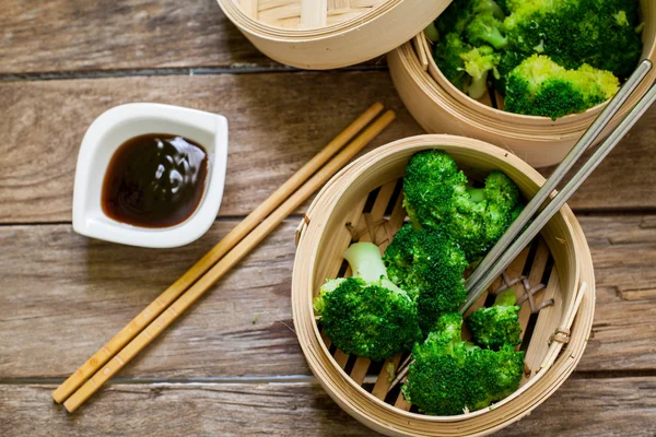 Vegan food on bamboo pan — Stock Photo, Image