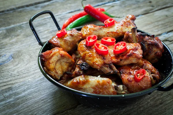 Chicken wings with bbq — Stok fotoğraf