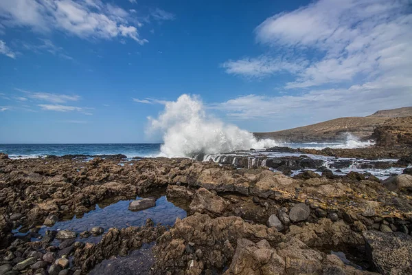 Zeegezicht Van Agaete Kust Gran Canaria Eiland Kanarie — Stockfoto