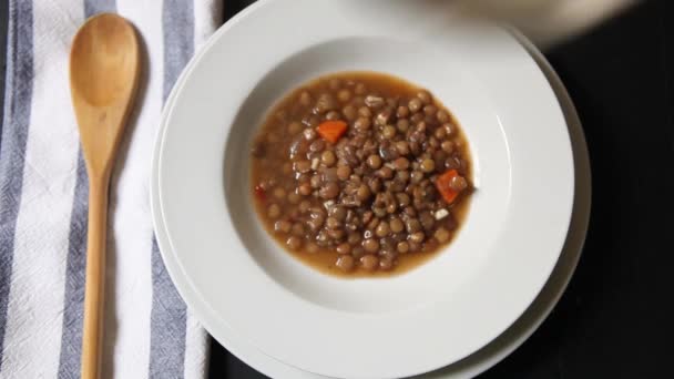 レンズ豆のスープ — ストック動画