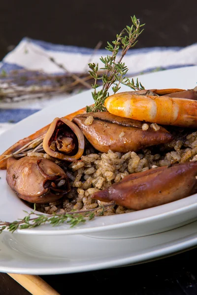 Arroz e lulas — Fotografia de Stock