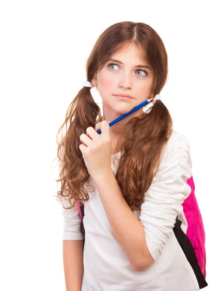 Menina pensativa inteligente no exame — Fotografia de Stock