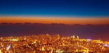 gece cityscape in kuş bakışı manzaralar