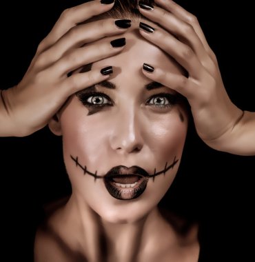 Terrifying witch portrait clipart