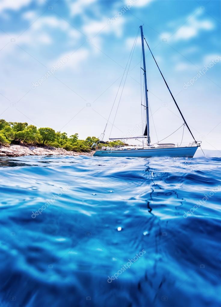 Luxury sailboat in the sea