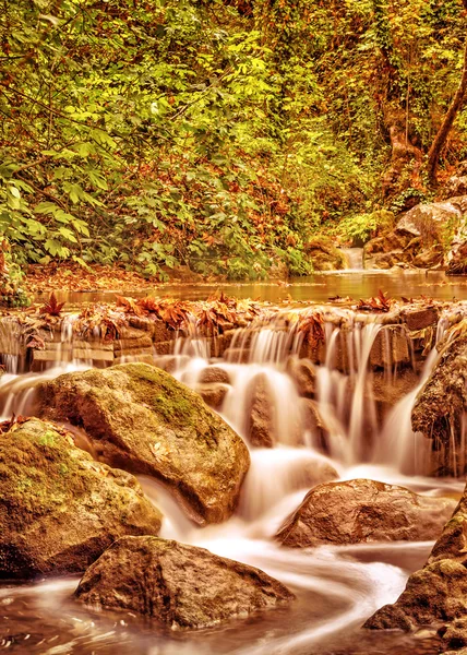 Waterfall in the autumn park — Stock Photo, Image