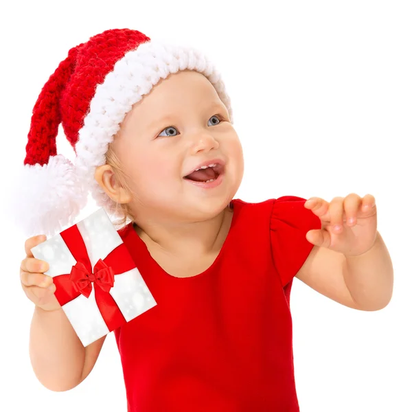 Joyeux enfant avec cadeau de Noël — Photo