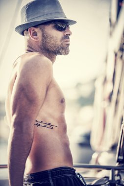 Sexy shirtless sailor clipart