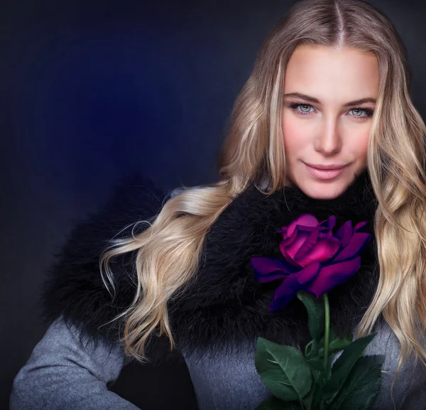 Sexy woman with rose — Stock Photo, Image