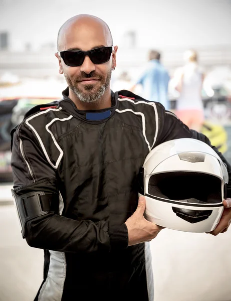 Retrato de piloto de corrida — Fotografia de Stock