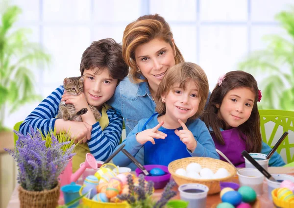 Family portrait in Easter time — Stock Photo, Image