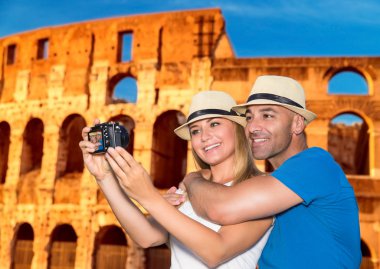 Beautiful couple near the Coliseum 