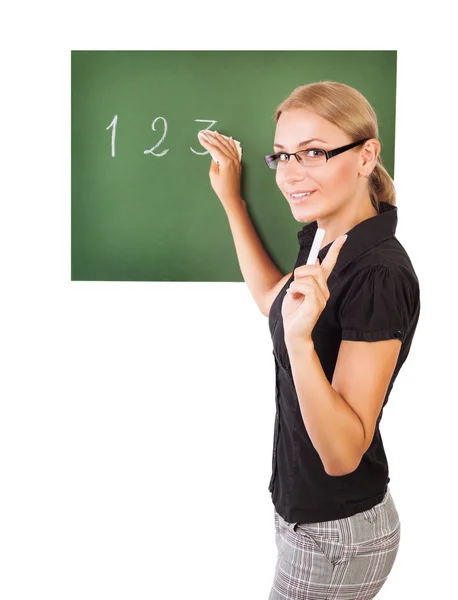 Profesor escribiendo en pizarra — Foto de Stock