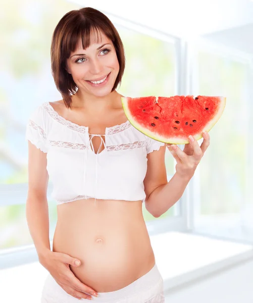 Mulher grávida saudável feliz — Fotografia de Stock