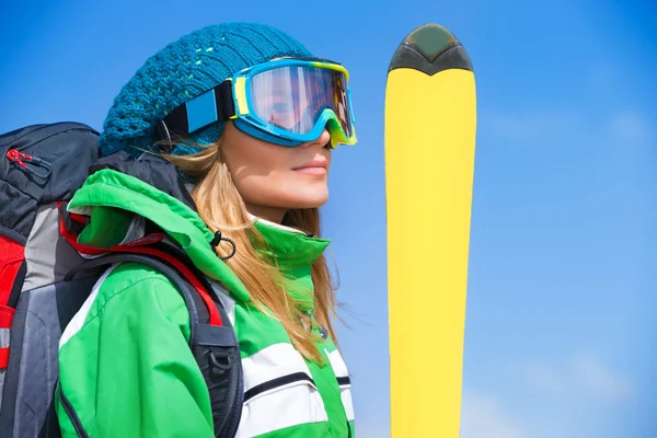 Skier girl portrait — Stock Photo, Image