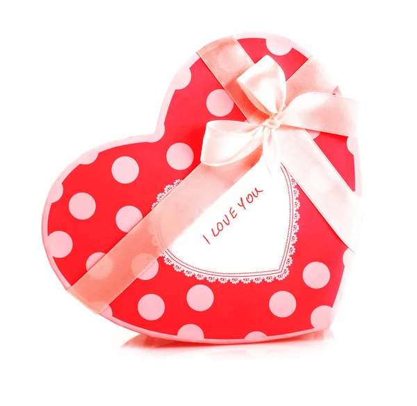 Red heart-shaped gift box — Stock Photo, Image