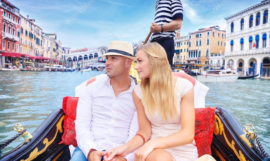 Happy couple traveling to Italy