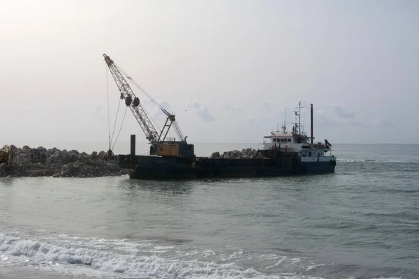 Italia Trabajos Extensión Playa Salerno Febrero 2021 — Foto de Stock