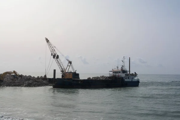 Italia Trabajos Extensión Playa Salerno Febrero 2021 — Foto de Stock