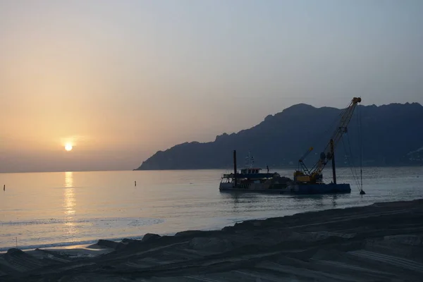 Itália Extensão Praia Obras Salerno Fevereiro 2021 — Fotografia de Stock