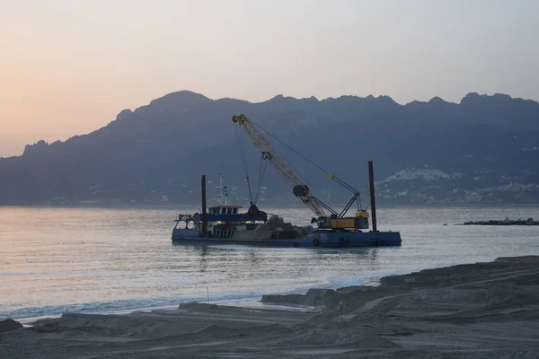 Italia Trabajos Extensión Playa Salerno Febrero 2021 — Foto de Stock