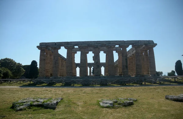 Italien Blick Auf Den Tempel Der Hera Paestum Juni 2021 — Stockfoto