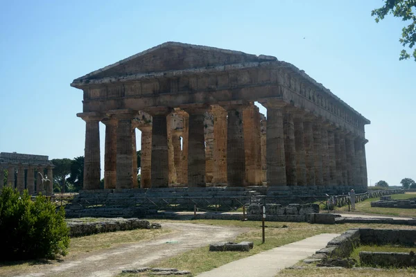 Italy View Temple Poseidon Neptune Paestum June 2021 — 图库照片