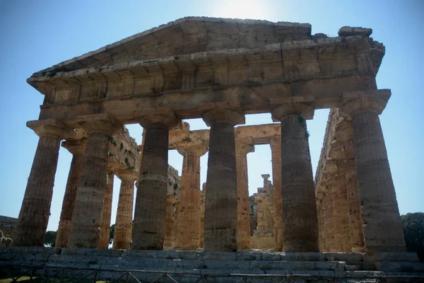 Italien Utsikt Över Poseidons Eller Neptunus Tempel Paestum Juni 2021 — Stockfoto