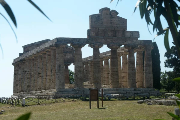 Itálie Pohled Chrám Atény Paestum Června 2021 — Stock fotografie