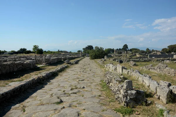 Italia Veduta Del Sito Archeologico Delle Rovine Paestum Giugno 2021 — Foto Stock