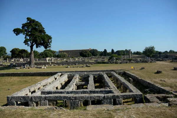 Italia Vista Del Sitio Arqueológico Ruinas Paestum Junio 2021 —  Fotos de Stock