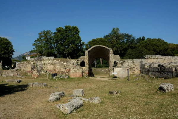 Ιταλία Άποψη Του Αρχαιολογικού Χώρου Και Των Ερειπίων Του Παέστου — Φωτογραφία Αρχείου