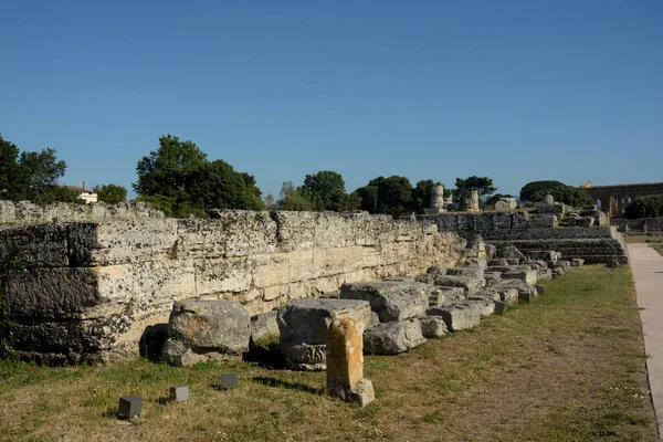 Italia Vista Del Sitio Arqueológico Ruinas Paestum Junio 2021 —  Fotos de Stock