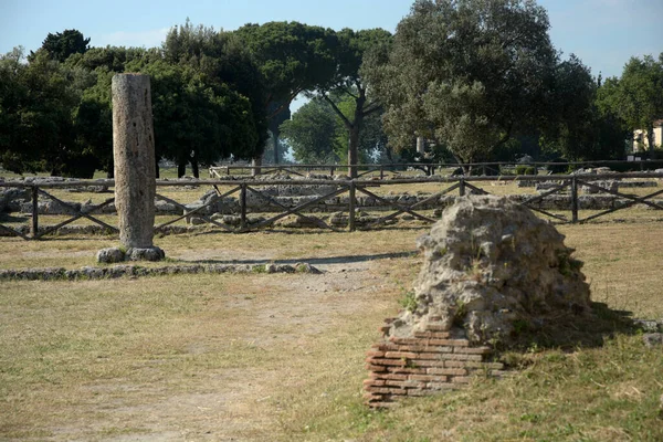 Ιταλία Άποψη Του Αρχαιολογικού Χώρου Και Των Ερειπίων Του Παέστου — Φωτογραφία Αρχείου