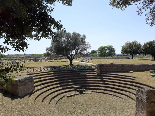 Talya Paestum Arkeolojik Alanı Harabeleri Haziran 2021 — Stok fotoğraf