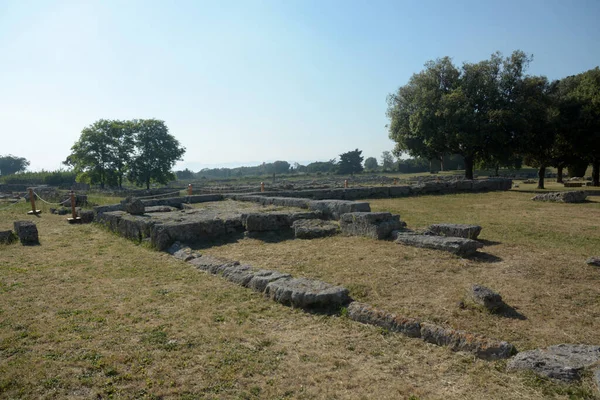 Italia Vista Del Sitio Arqueológico Ruinas Paestum Junio 2021 —  Fotos de Stock