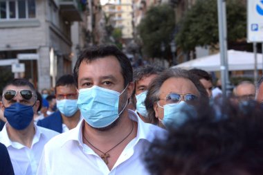 İtalya: Senatör ve Lider Lega, Kanat Sağ Partisi, Matteo Salvini, 2 Temmuz 2021 'de Salerno' yu ziyaret edin..