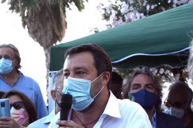 İtalya: Senatör ve Lider Lega, Kanat Sağ Partisi, Matteo Salvini, 2 Temmuz 2021 'de Salerno' yu ziyaret edin..
