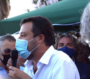 İtalya: Senatör ve Lider Lega, Kanat Sağ Partisi, Matteo Salvini, 2 Temmuz 2021 'de Salerno' yu ziyaret edin..