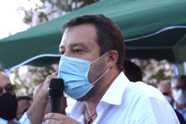 İtalya: Senatör ve Lider Lega, Kanat Sağ Partisi, Matteo Salvini, 2 Temmuz 2021 'de Salerno' yu ziyaret edin..