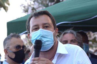 İtalya: Senatör ve Lider Lega, Kanat Sağ Partisi, Matteo Salvini, 2 Temmuz 2021 'de Salerno' yu ziyaret edin..