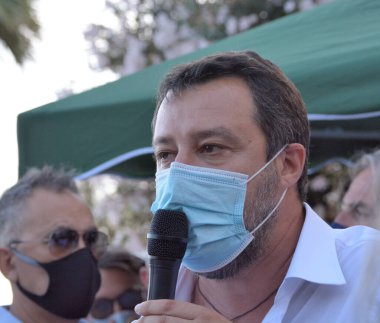 İtalya: Senatör ve Lider Lega, Kanat Sağ Partisi, Matteo Salvini, 2 Temmuz 2021 'de Salerno' yu ziyaret edin..