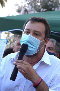 İtalya: Senatör ve Lider Lega, Kanat Sağ Partisi, Matteo Salvini, 2 Temmuz 2021 'de Salerno' yu ziyaret edin..
