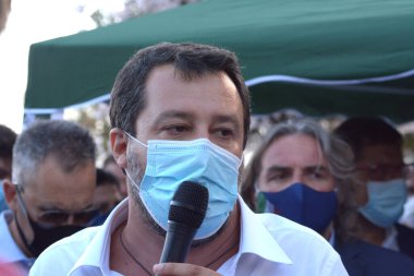 İtalya: Senatör ve Lider Lega, Kanat Sağ Partisi, Matteo Salvini, 2 Temmuz 2021 'de Salerno' yu ziyaret edin..