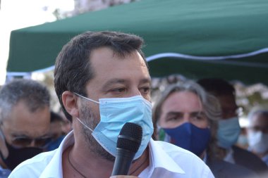 İtalya: Senatör ve Lider Lega, Kanat Sağ Partisi, Matteo Salvini, 2 Temmuz 2021 'de Salerno' yu ziyaret edin..