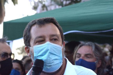 İtalya: Senatör ve Lider Lega, Kanat Sağ Partisi, Matteo Salvini, 2 Temmuz 2021 'de Salerno' yu ziyaret edin..