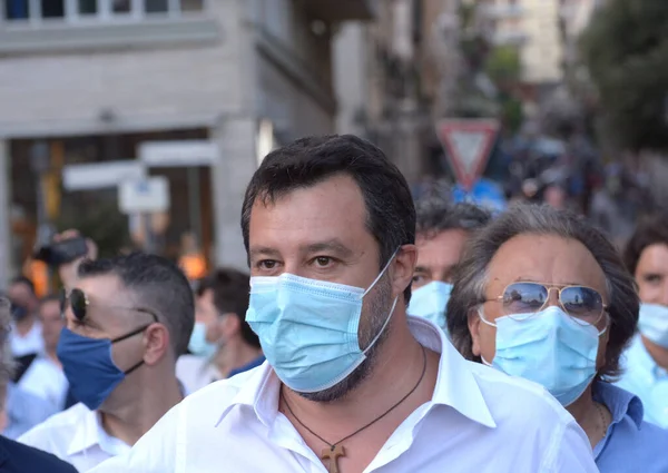 Italia Senatore Leader Lega Wing Right Party Matteo Salvini Visita — Foto Stock
