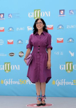 Giffoni Valle Piana, İtalya - 28 Temmuz 2021: Giffoni Film Festivali 50 Plus 'ta Fabiana Dadone - 28 Temmuz 2021 Giffoni Valle Piana, İtalya.