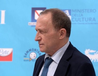 Giffoni Valle Piana, İtalya - 23 Temmuz 2021: Giffoni Film Festivali 50 Plus Fulvio Bonavitacola - 23 Temmuz 2021 Giffoni Valle Piana, İtalya.